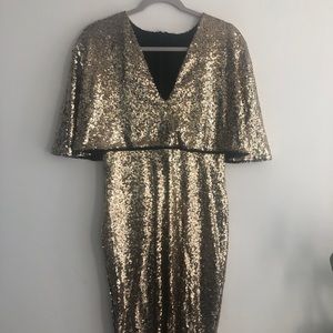 Gold Sequin Midi Dress